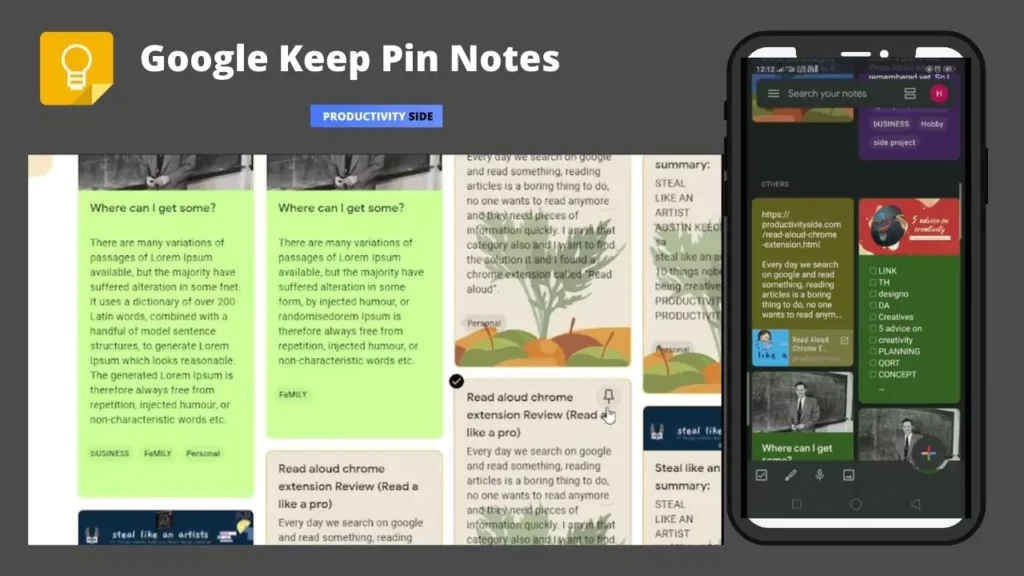 google keep pin notes
