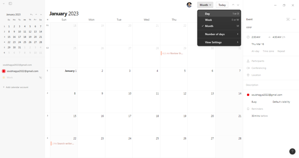Day/week/month view Cron calendar