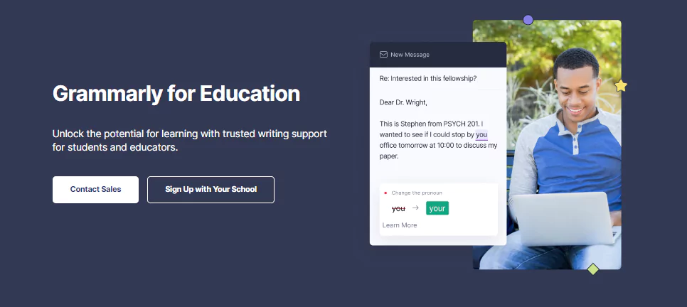 grammarly for education and students screenshot
