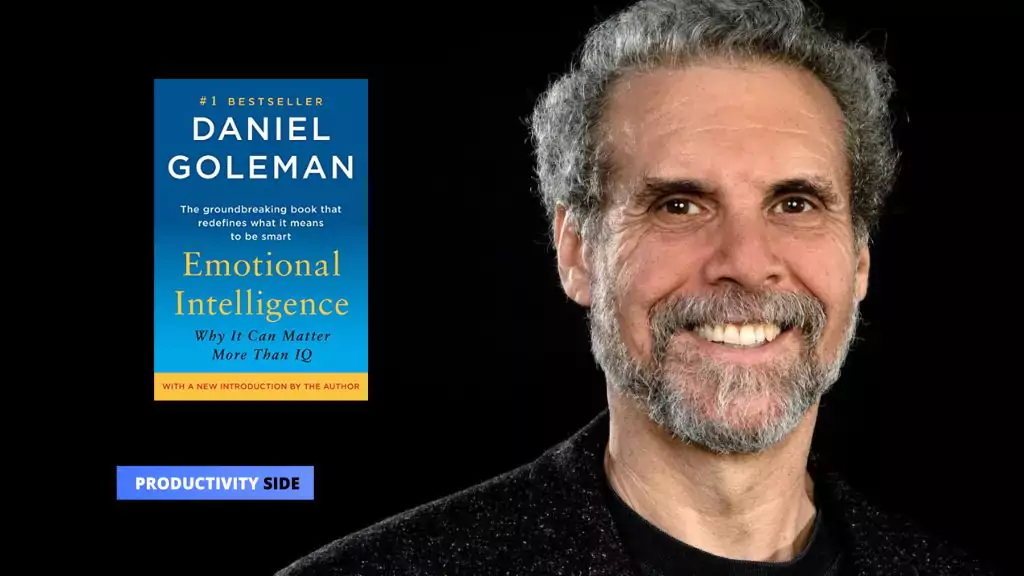 Daniel Goleman with his book Emotional Intelligence