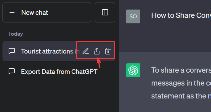 Share conversation on chatGPT