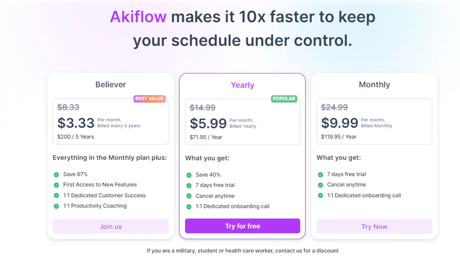 Akiflow pricing